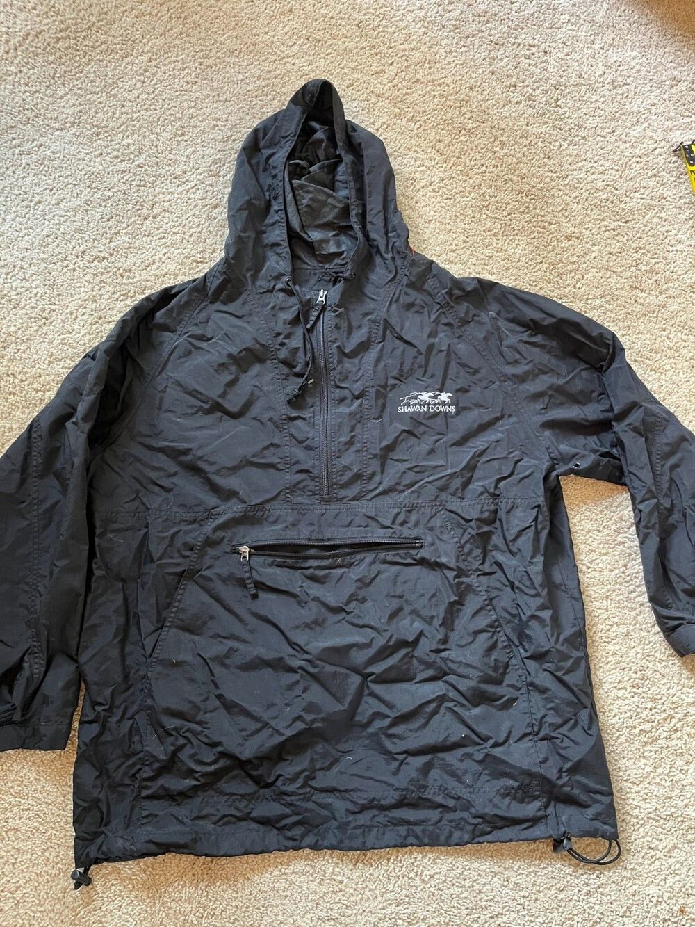 Sports Master Shawan Downs Jacket Large Black Pullover 1/4 Zip Windbreaker Sz. L